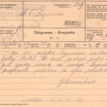 Brzojavka s sporočilom o prihodu galiških beguncev. SI_ZAL_IDR/0129, Splošno pisarniško poslovanje, f. 139.