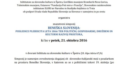 Simpozij: 150 let plebiscita v Beneški Sloveniji