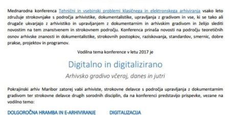 Tehnični in vsebinski problemi klasičnega in elektronskega arhiviranja