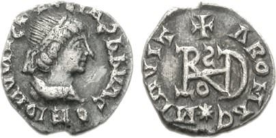 Kovanec s podobo Teoderika Velikega.