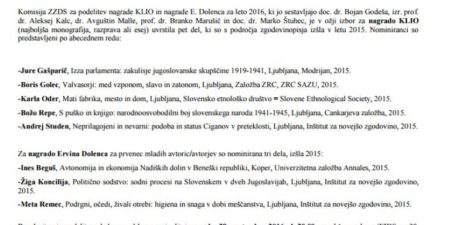 Podelitev nagrad KLIO in nagrade Ervina Dolenca