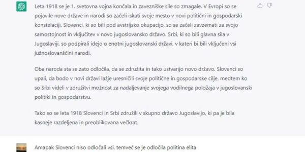 Pogovor o zgodovini z umetno inteligenco