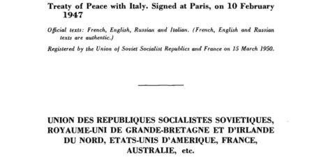 Podpisana mirovna pogodba z Italijo